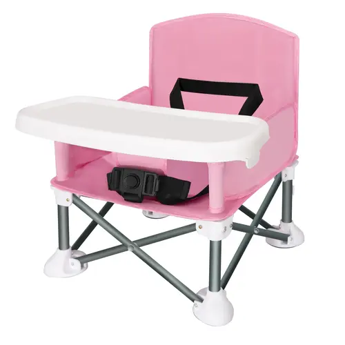 Agudan Foldable Toddler Travel Chair | Max Weight 20 lbs, Portable Kids Dining Chair with Removable Tray, 3-Point Safety Belt, Storage Pocket, Foldable for Indoor, Camping & Beach Use,sohochic
