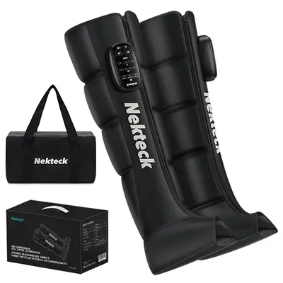 Nekteck Cordless Leg Massager Recovery System (Single Leg Only), Air Compression Massage, Full Leg Boots for Circulation and Pain Relief Comfort Daily