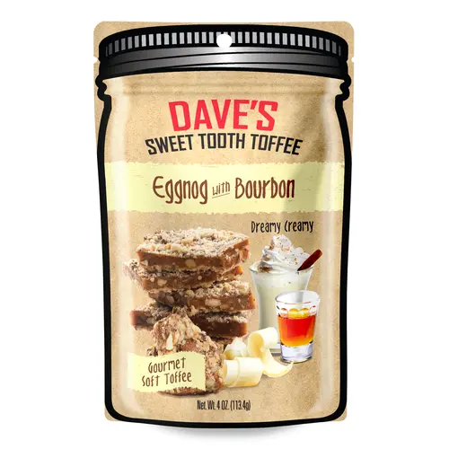 FREE Bag SECRET Special - Get this for FREE when you buy our Original Toffee Sampler - Eggnog Bourbon Toffee 4oz bag Holiday Flavor, Stocking Stuffer, Easy Gift, Candy