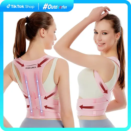IYDoaMea Unisex Back Support Belt - Ergonomic Posture Corrector Strap, Breathable Neoprene Braces, Adjustable Straps, Back Pain Relief Products for Lower & Upper Pain, Anti-Hunchback, Lightweight (TikTokShopBlackFriday) [Order a Size Up Note]