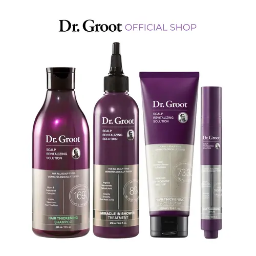 Dr. Groot Complete Set to Reduce Hair Loss, Color Safe for Permanent Hair Color Scalp Revitalizing Solution, Hair Thickening, Biotin