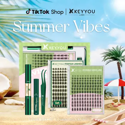 KEYYOU Fairy Chispa Lash Clusters Invisible Band DIY Lashes - Individual Clusters or Full Kit to Customize! -Wet Look Waterproof Eyelash Extension Wispy Manga Kawaii Doll Lashes Feline lash look Medusa Lash handmade lash#sohochic
