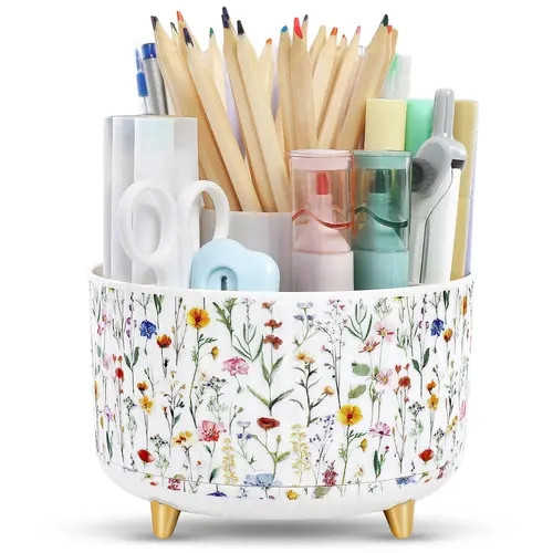 SKYDUE 360-Degree Rotating Desk Organizer - Office Stationery Supplies Holder with 5 Slots, Dual-Purpose Design for Pencils, Pens, Pen Cups, Marker Holder & Desk Accessories,back to school,back to school shopping