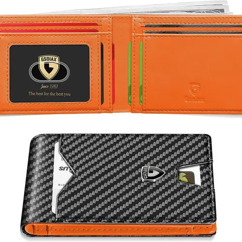 GSOIAX Men's Slim Front Pocket Durable Bifold RFID Leather Wallet with RFID Blocking - Men's Wallets, Durable Bifold Wallet,sohochic