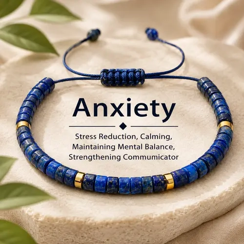 Relieve Anxiety Lapis Lazuli Beaded Bracelet,Crystal Jewelry,  blue bracelet blue friendship bracelet unity  bracelet beaded  jewelry protection bracelet encouragement gift fashion artificial Colorblock Beaded Crystal Bracelet summerwins,sohochic