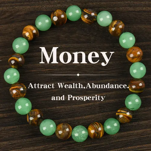 1pc Arpurraina Money Attraction Bracelet with Green Aventurine & Tiger Eye beaded  jewelry protection bracelet encouragement gift fashion artificial bracelet  of  the  day Colorblock Beaded Crystal Bracelet ,Manifestation, Wealth Amulet, Good Fortune,,soh
