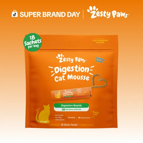 Zesty Paws Digestion Cat Mousse - For Healthy Digestion and Regular Bowel Movements Treats Supplements Chicken