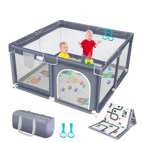 Baby Playpen with Anti-Slip Mat, Indoor&Outdoor Playard Kids Activity Center with Gate,Sturdy&Safety Baby Fence,for Infants & Toddlers