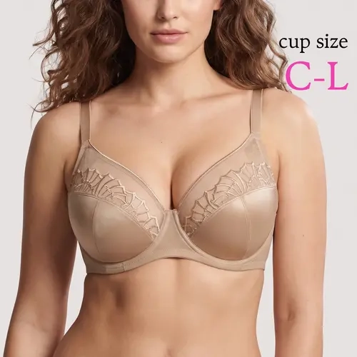 HSIA Women's Pearl Shimmer Unlined Full Coverage Comfort Plus Size Underwire Bra - Lace, Mesh, Embroidered Details, Customized Fit, Matching Bottom Compatibility