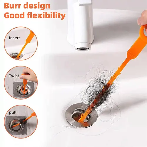 【FaddishDeal】5 Hair Drainage Tools - Flexible ABS Plastic Eco-Friendly Hair Drain Clog Remover for Bathroom Pipes, Kitchen Sink Hoses,sohochic