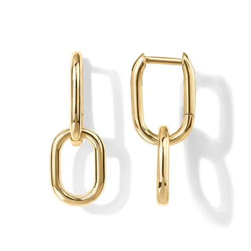 PAVOI 14K Gold Plated Convertible Link Earrings for Women | Paperclip Link Chain Earrings | Drop Dangle Earrings