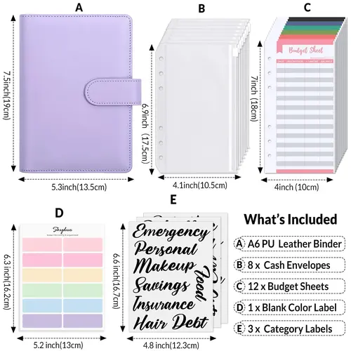 Budget Planners binder Set, Notebook, Budget Card, Sticker, Loose Leaf, Cash Bag, Sticky Note and Money Organizer for Cash Saving,back to school,back to school shopping
