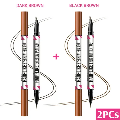 iMethod Curved Brow Pen (2-Pack) - Dual-Ended Pen Style Brow Pencil with Ultra Fine Micro-Fork-Tip, Precise Tip Thin Eyebrow Pencils for Perfect Color Matching, Waterproof Makeup, Ultra Fine Eyebrow Pencils, Pen Style Eyebrow Pencils