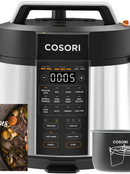[Live] COSORI Electric Instant Pot Pressure Cooker 6-Qt, 9-in-1 Multi-Cooker: Rice, Sauté, Sous Vide,Sterilizer,1100W,Stainless Steel,Aluminium Inner Pot,Cookbook,SohoChic