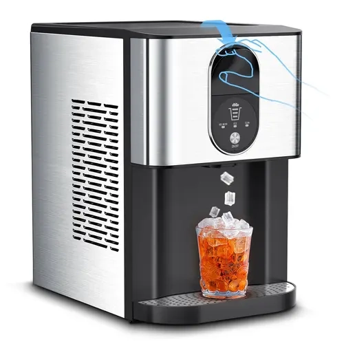 COWSAR Self-Dispensing Nugget Ice Maker, 44lbs/day, 15Mins Quick Production, 3.3lbs Storage, Full Indicator, Self-Cleaning, for Home Kitchen Silver, Ice Cube Maker, Pellet Ice