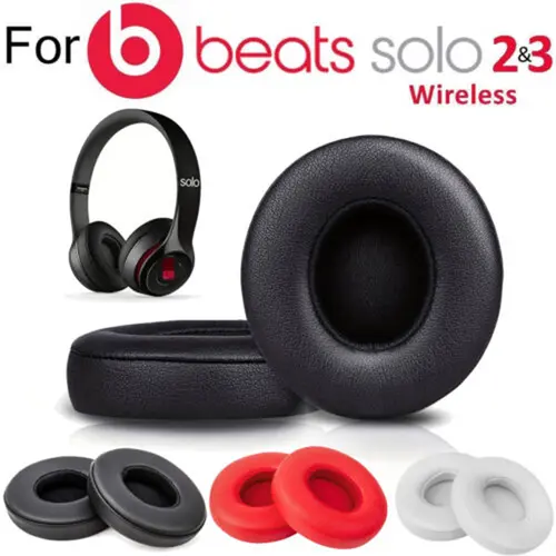 Skin-Affinity PU Memory Foam Replacement Ear Pads, Cushion Covers for Beats by Dr. Dre Solo 2 & Solo 3 Wireless Headphones