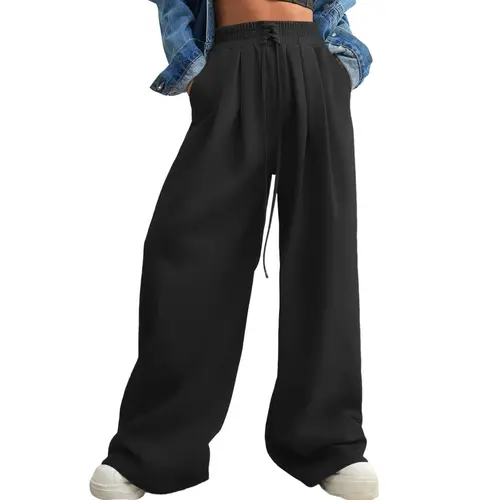 Aleumdr Wide Leg Sweatpants for Women 2026 Trendy Fashion High Waist Drawstring Loose Long Pants with Pockets Elastic Casual Womenswear Sport Athleisure Activewear Bottoms SwimWeek