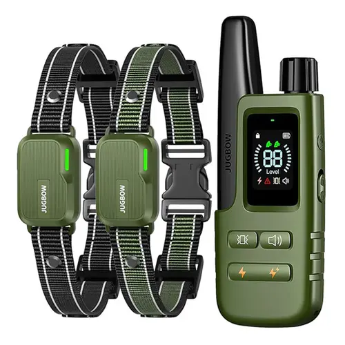 Jugbow Dual Pack Rechargeable Dog Training Collars for 2 Dogs (10-120 lbs) - 4200FT Remote Control, 4 Training Modes, Security Lock, IPX7 Waterproof, Soft Nylon E Collar