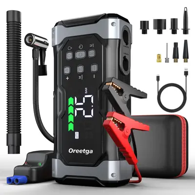 9000A Car Battery Jump Starter with Air Inflator/Deflator Compressor, 7 in 1 Portable Jumper Box Power Pack (ALL Gas/12.0L Diesel) Combo Cordless Air Pump for Tire Inflator & Large LCD Screen Portable Car fathersdaygift,father'sdaygifts,car accessories so