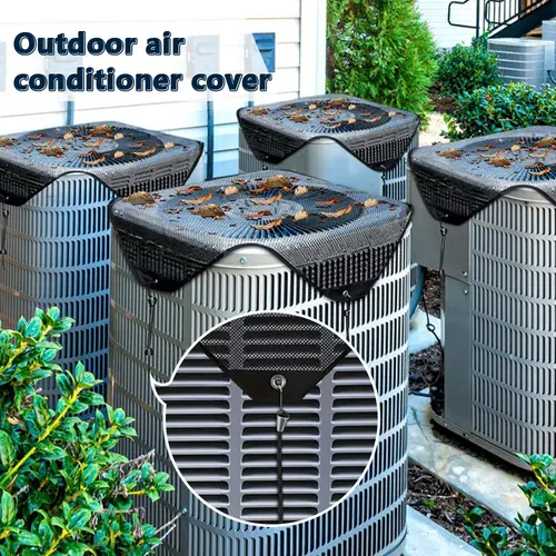 【FaddishDeal】1PC Industrial Ac Unit Cover - Outdoor External Air Conditioner Top Ventilated Cover with Braided Elastic Cords, Waterproof, Durable, Lightweight, 26*26in,sohochic