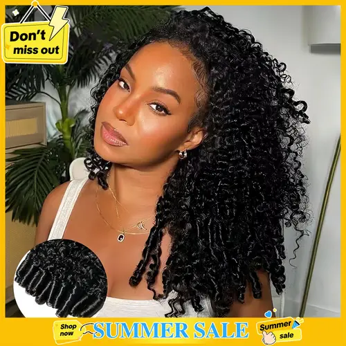 [3 In 1 Half Wig] Cheetah Beauty Burmese Curly Glueless Half Wig Seamless Flip Over Drawstring Wig Wear Go Half Wig Invisible Hairline Glueless Afro Kinky Curly Human Hair Beginner Friendly #SohoChic #tiktokshopstockup