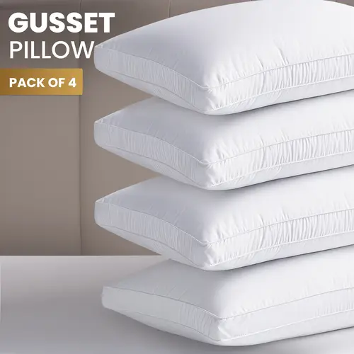 Utopia Brands Gusseted Bed Pillows (2 & 4 Pack) - Viral Hotel-Quality, Cooling Sleep, Plush, Breathable, Shape-Retaining, Polycotton, Corded Edge, Gusseted Support, Bedding Accessories, Memory Foam Cushioning, Hand-Wash Easy, Ideal for Hotel-Style Use