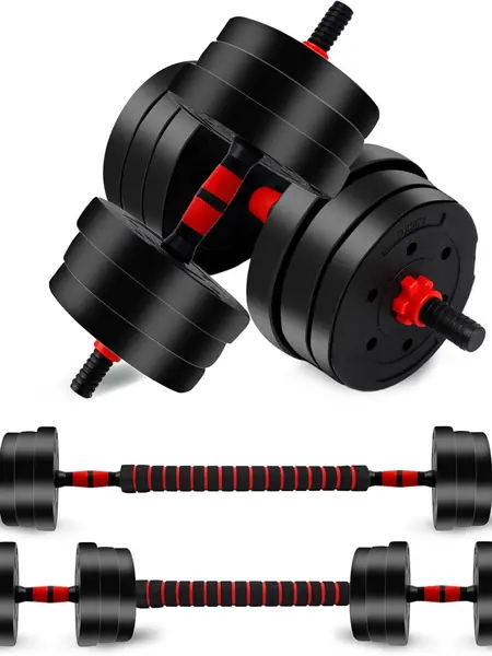 Unisex Adjustable Dumbbell Set (22/44lbs Total), Compact 3-in-1 Ergonomic Modes, Heavy-Duty Cast Weight Plates, Strength Training Barbell Kit, Body Recomp Home Gym Fitness Equipment, Gym Stuff