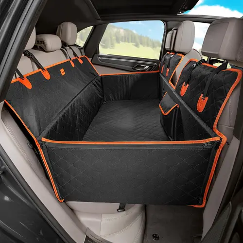 Pecute Dog Car Back Seat Extender - Zippered Fabric Cover, Impact Foam, Hard Bottom, Waterproof Backseat Protector, 400lbs Capacity, Machine Washable, Versatile Pet Travel Car Accessories,backtoschool