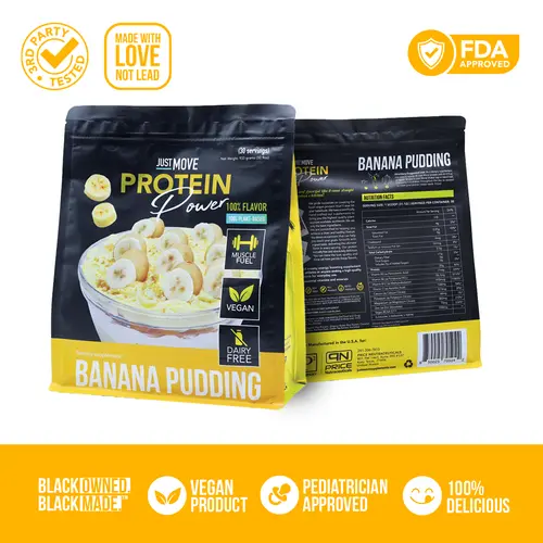 Just Move Banana Pudding Vegan Organic Protein Powder - 20g Protein, Dairy-Soy-Gluten-Peanut-Free, Keto, Low-Carb, Non-GMO - Fitness Fuel, Snack for Plant-Based Lifestyle, Powder Format Supplements