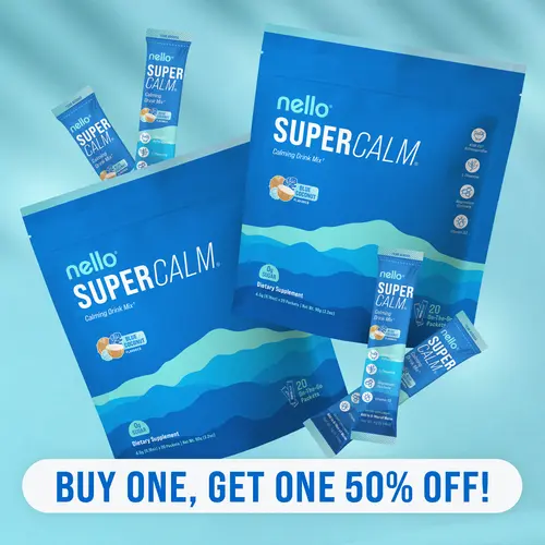 Nello SuperCalm Travel Packets Bundle 2-Pack Calming Drink Mix with KSM-66 Ashwagandha Vitamin D3 Magnesium & L-Theanine Supports Cortisol Balance Mood Sleep Helps Manage Stress Travel Packets 20 Servings Pack of 2 Fitness Edible
