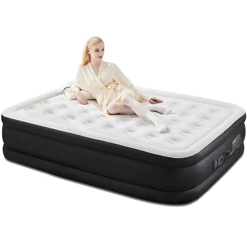 Sweetcrispy Camping Inflatable Air Mattress - Inflatable Travel Bed with Built-in High-Capacity Pump, Double Height, Adjustable, Non-Slip Bottom, Wear-Resistant PVC Fabric, Twin & Queen Sizes for Outdoor Camping Sleeping Gear