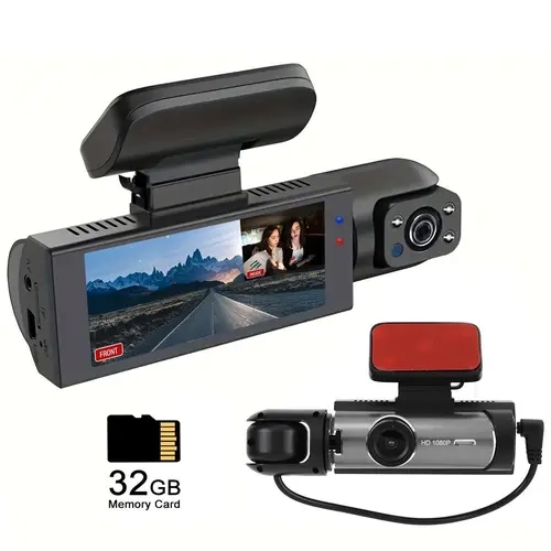Front & Rear Dash cam with 32GB SD Card,  3.16 Inch IPS Screen 1080P HD Camera with Dual Lens,   1 Count Dash Camera for Car, Wide Angle Car Driving Recorder with IR Night-Vision G Sensor, Fall Gift, Birthday Gifts Motion Detections