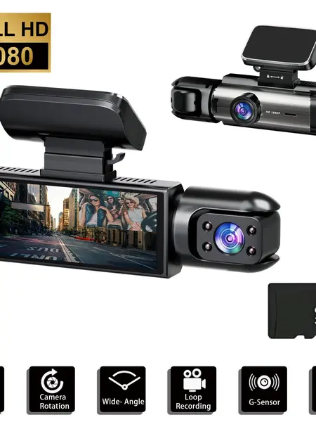 1080P Dual Lens Dash Camera Front And Inside,3.16 Inch Dash Cam with 32GB Memory Card,G Sensor,HD Night Vision,Loop Recording,Wide Angle Car DVR,Fall Gift, Birthday Gifts#springtok