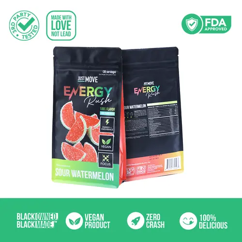 Just Move Pre Workout - Sour Watermelon Energy Rush - Vegan (Plant Based) Organic,  B12 Vitamins, Hydration, Lions Mane, Beet Root Powder, Keto, Dairy Free, 30 Servings