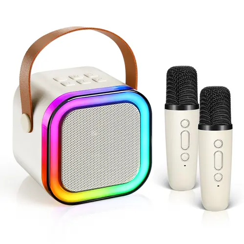 Portable Mini Karaoke Machine with 2 Wireless Microphones, Durable Bluetooth Hifi Stereo Sound System, ABS Outdoor Fun Gadget for 4-12 Year-Old Girls, Birthday Gift for Family Gatherings, TikTokShopBacktoSchool