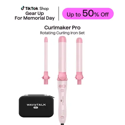 Wavytalk Curlmaker Pro Rotating Haircare Curler - Hair Styling Kit with 3 Interchangeable Detachable Barrels (0.5", 1", 1.25") for Perfect Curls, Beauty Products for Varied Curly Hair Needs, Interchangeable Hair Styler