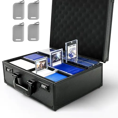 Kabinka Toploader Storage Hard Case for 3"x4" 35pt Rigid Sports Cards, Combination Lock, Hard Panel, Easy Transport, Holds 600+ Toploaders & 120+ Magnetic Card Holders (14.96*11.42*5.9 in), Box,sohochic