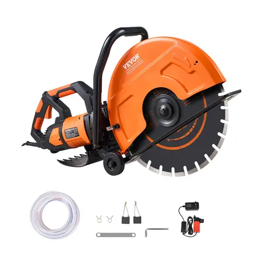 【toolupgrade】VEVOR Electric Concrete Saw, Various specifications, Motor Circular Saw Cutter with Adjustable Cutting Depth, Wet Disk Saw Cutter Includes Water Line, Pump and Blade, for Stone, Brick, Diamond Saw Blades, Masonry
