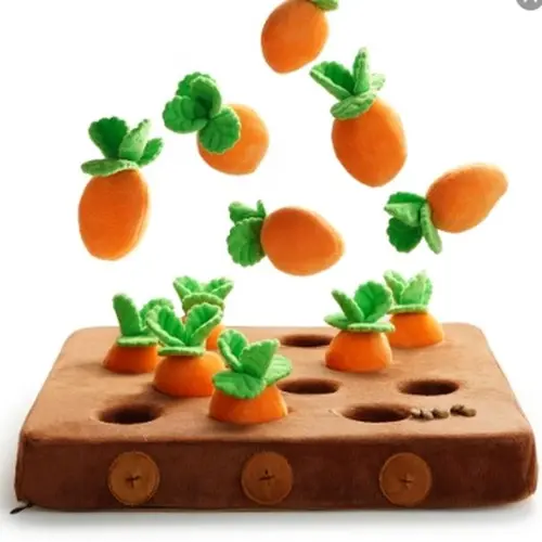 Nocciola 12-Piece Plush Fabric Fruit Carrot Field Dog Squeaky Toys with Food Dispensing Carrot Farm, Playful Squeak & Hunt Enrichment Puzzle Set for Small-Medium Dogs #backtoschool #sohochic