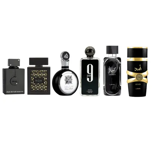 Mega Men's Gift Set - Armaf Intense EDT 3.6fl.oz, Afnan 9PM 3.4fl.oz, & Lattafa (Asad, Fakhar, Hayati, Now Black) EDP 3.4 FL.OZ / 100ML