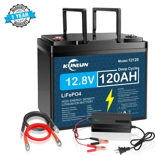 KUNLUN 12V 120Ah LiFePO4 Extended Capacity Lithium Battery - 12.8V 1536Wh, 14.4v~14.6v, Built-in 100A Smart BMS Protection, 5000+ Deep Cycles, 10 Years Service Life, Compact Long Lasting Battery for Off-Grid Solar, RVs, Extended Capacity Battery, Replacem