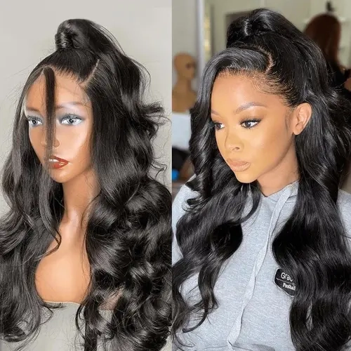 BLING HAIR Female 100% Human Hair 13x6 Lace Area Wig - Body Wave, Pre-Plucked, 13x4 HD Lace Front, Transparent, Natural Look, Natural Color, Back to School sohochic