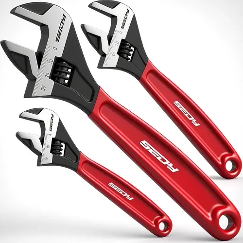 SEDY Father's Day Gift Adjustable Wrench Set Tools - 6" 8" 10" Wide Jaw Black Oxide CR-V Steel Wrenches, Cushion Grip, Laser Marked Metric & SAE Scales for Professionals,toolupgrade