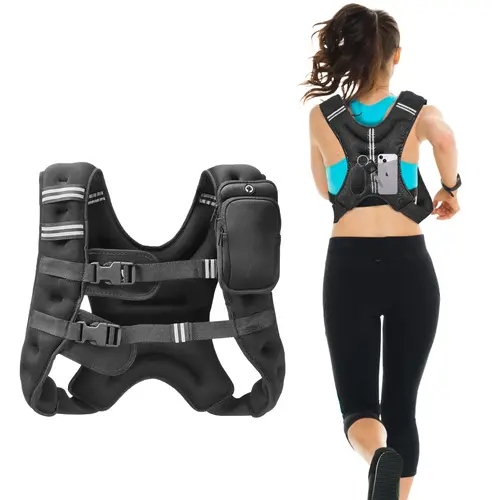 VEVOR Weighted Vest,  16 lbs Weight Vest with Reflective Stripe, Adjustable Buckle Body Weight Vest for Men Women, Workout Equipment for Strength Training, Running, Jogging, Fitness, and Weight Loss
