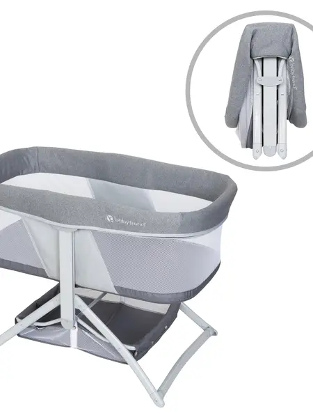 Baby Trend® Shadow Stone Gray Lightweight Premium 2-in-1 Quick Fold Rocking Bassinet w/ Carrying Bag