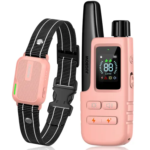 Jugbow Long-Range Dog Training e-Collar - 4500FT Remote with Static Function, Soft Nylon, 4 Modes, Security Lock, IPX8 Waterproof, Rechargeable Barking Control Accessory for All Dog Breeds DT61