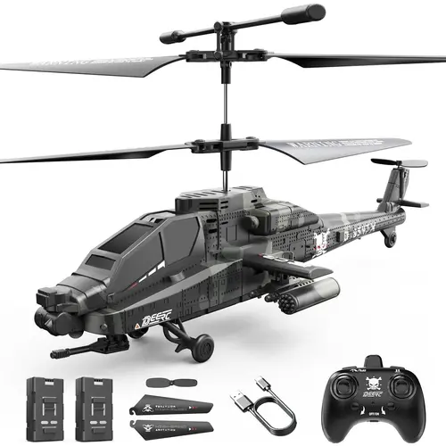 DEERC Remote Controlled Helicopters for Beginners - 2.4GHz RC Toy Aircraft with LED Lights, Altitude Hold, Emergency Stop, 26 Mins Flight Time, 2 Separately Packed Rechargeable Batteries, Charging Cable, Durable PVC-Free Design, Cool Boy Gifts, Fun Toy,so