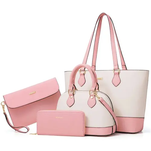 Women's 4-Piece Durable Faux Leather Bag Set - Tote, Crossbody, Satchel, Wallet with Shoulder Strap, Everyday Purse, Work Bags, Casual Accessories, Ideal Gifts for Girlfriend & Mom Birthday Gifts, Tote Bags tiktokshopbacktoschool, Gifts For Women