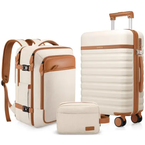 UKEIN Luggage Sets 3 Piece, Carry On Luggage 20In With Spinner Wheels,PC Hardside Suitcase Set with TSA Lock,Durable Carry On Suitcase With Travel Backpack, back to school shopping