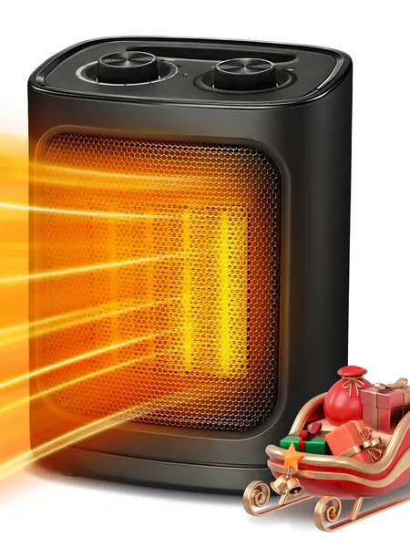 XBEAUTY Portable Silent PTC Ceramic Heater - 1500W Max/950W Household Adjustable Indoor Device, Thermostat, 3 Multifunction Modes, Ceramic Heat, Overheat & Tip Protection Auto Shut-Off, Compact Easy-to-Carry for Bedroom, Living Room, Heating
